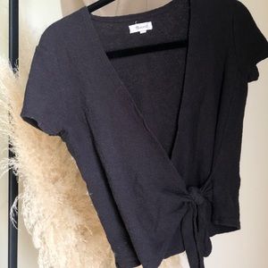 Dark grey wrap blouse!